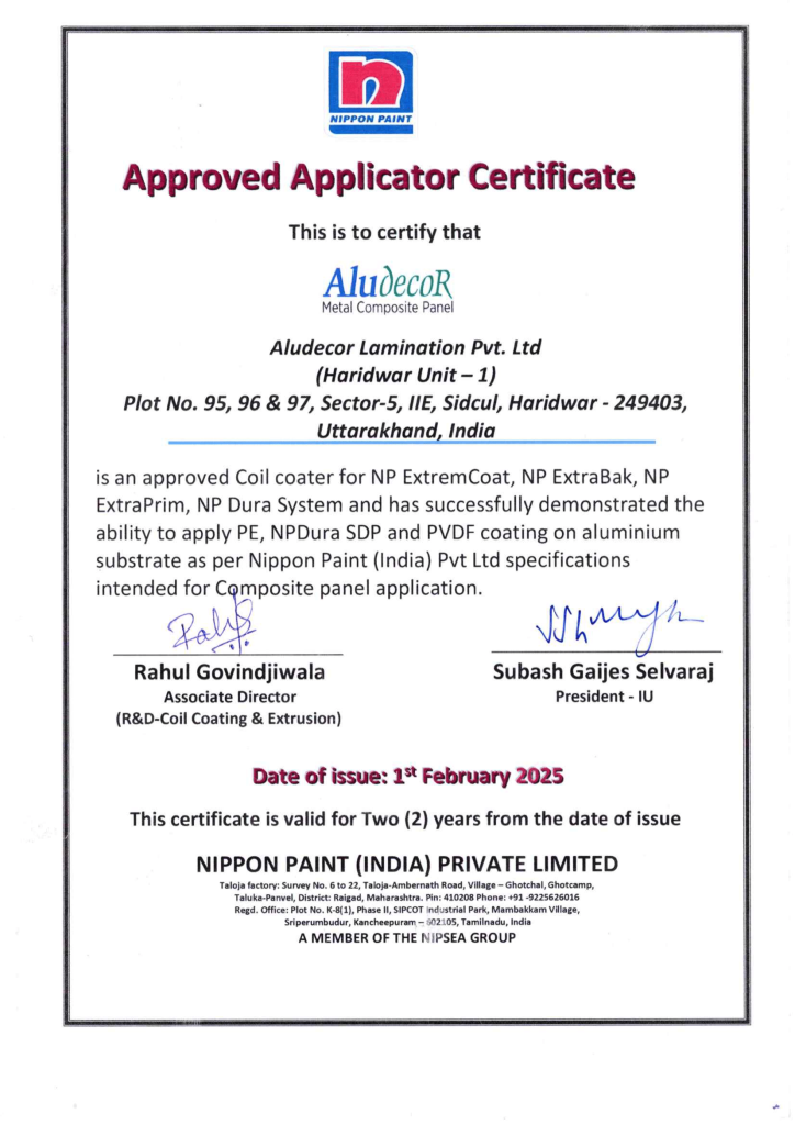 U1 Nippon Approved Applicator Certificate